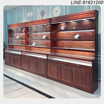 珠寶櫃 展示櫃 展示架 陳列櫃 免運 速發 開立發票 實木珠寶展示櫃翡翠玉器展櫃古董收納陳列玻璃櫃臺飾品首飾櫃定制