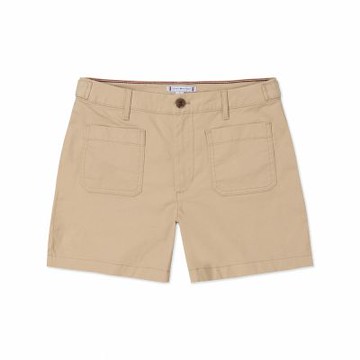 TOMMY 熱銷刺繡Logo口袋休閒短褲(女)-奶茶色