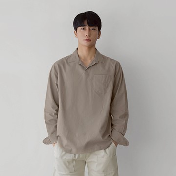 正韓舒適半開領亞麻長袖襯衫 5色 (308) YUPPIE 現貨出清