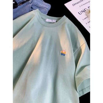 卡通刺繡t恤男短袖夏季潮流帥氣學生休閑上衣寬松情侶裝半袖體恤