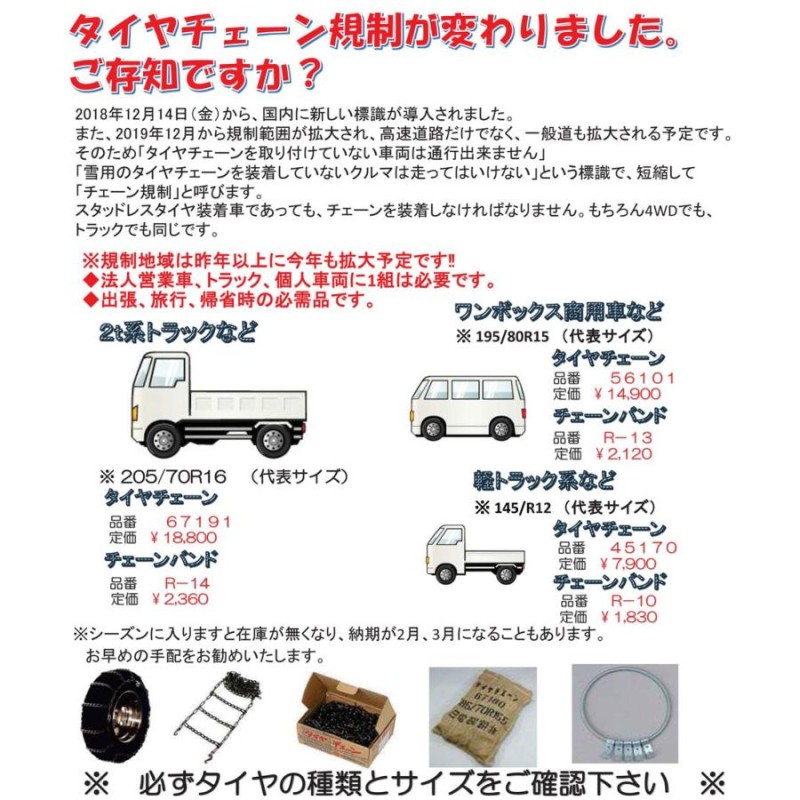 イチネンアクセス タイヤチェーン 金属製4×5サイズ 軽 小型車用