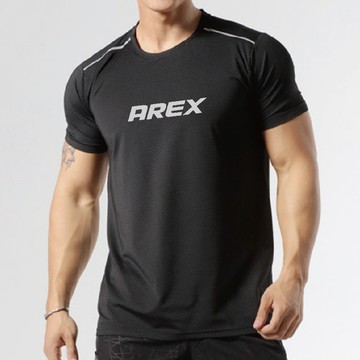 AREXSPORT城市路跑冰絲網眼前短後長混紗速乾跑步運動上衣-深夜黑【Ｍ-3L】短袖上衣運動排汗衫