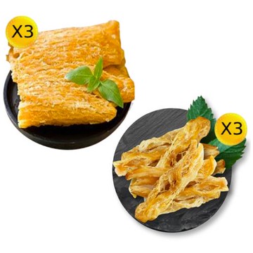 【胡媽媽灶腳】碳烤魷魚片3入＋碳烤魷魚條3入組