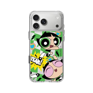 iPhone 17 Pro Max Clear Case（相機按鈕） 透明 - The Powerpuff Girls 飛天小女警 - 毛毛 - 可愛格紋款