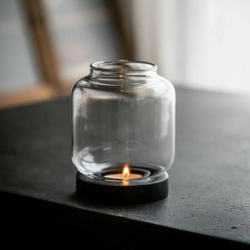 燭臺 擺件 蓮花燭臺玻璃蠟燭底座香薰蠟風罩家用中式禪意擺件茶室