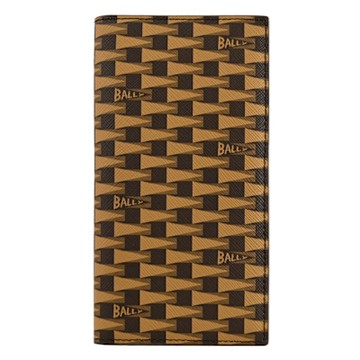 BALLY PNT 品牌印花對開式長夾(咖)