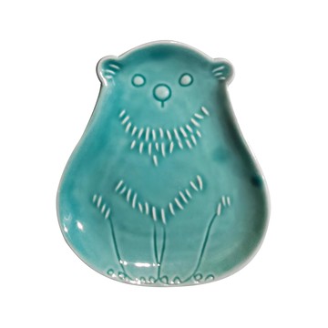 美濃燒 佐和陶瓷 北極熊小皿 容量: 40 (mL) 陶瓷 日本製  11 x 10 x 1cm  1個  青碧