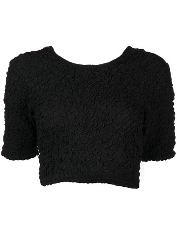 GANNI - shortsleeved cotton crop top - women - Organic Cotton - 32 - 099 BLACK
