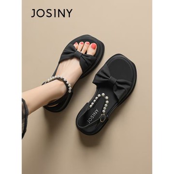 卓詩尼厚底涼鞋女春夏季2026年新款蝴蝶結松糕涼拖鞋平底鞋沙灘鞋