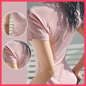 🐻運動短袖女彈力緊身瑜伽運動上衣網紅美背健身速乾衣跑步訓練T恤