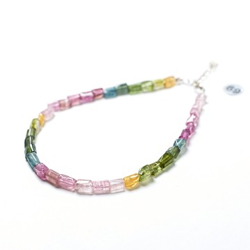 彩虹光｜阿富汗馬卡龍糖果碧璽純銀手鍊 |彩色碧璽 滋補 寶石手鍊 925純銀 18圍到20圍(加長版) S24AE29-72