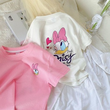 mori🎀mori純棉兒童可愛寶寶卡通黛絲鴨上衣衫中小童女童短袖T恤夏
