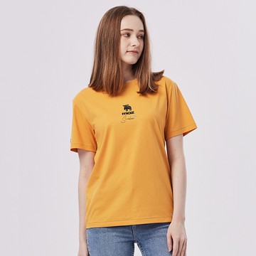 moz瑞典 草寫駝鹿印花100%純棉短T-向日葵(亞洲版)女款