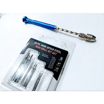 ≡MACHINE BULL≡新款鋁合金手鑽+25件組麻花鑽組- 升級萬能夾頭 半自動渦輪精密手鑽 手工 手作 鑽孔