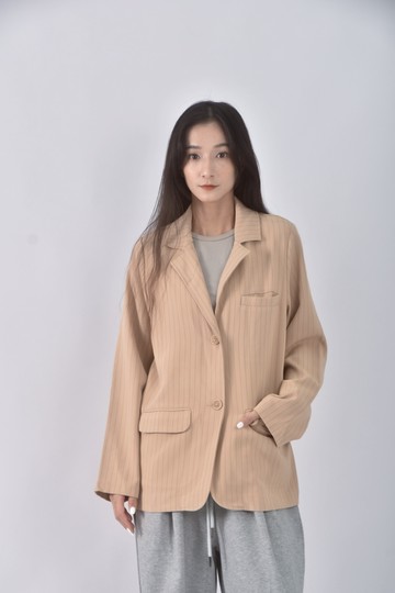 (S) meier q西裝直線條黃色外套