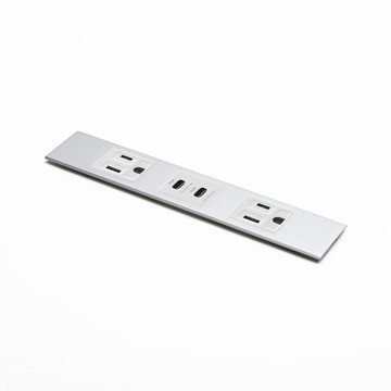 LAMP EZ CHARGER 易智快充 磐石系列（50W USB插座+AC安全插座*2) for LAMP(R) 省空間三孔銀色金屬面板
