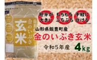 山形県飯豊町産　金のいぶき　玄米4kg（令和5年産）