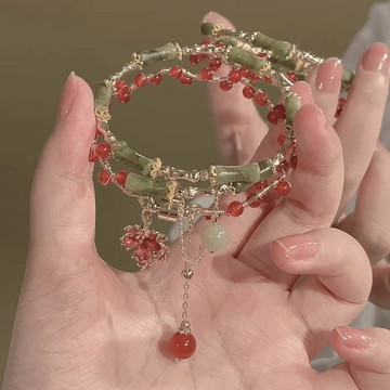 🔥品質保障🔥紅楓葉少女~青梅竹梢古風手鏈可調節個性時尚新款小衆個性設計