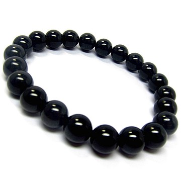 深黑烏雞油亮8mm 天然A貨翡翠玉石手珠手鍊H94