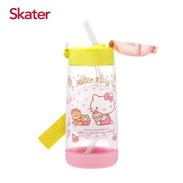 日本 SKATER - (透明)吸管水壺480ml PET-KITTY