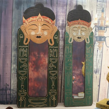 2件5折印尼進口手作佛臉鏡框個性客廳玄關臥室鏡東南亞風情民宿