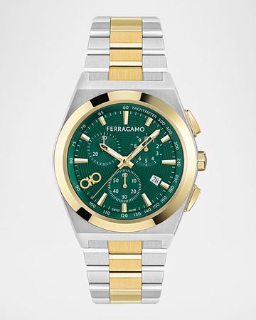Men's Vega Upper East Chrono Two-Tone Bracelet Watch, 42mm