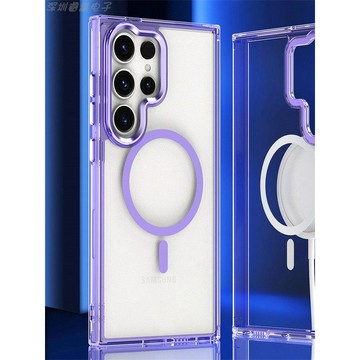 藍獅適用於三星s25Ultra新款手機殼s23Ultra磁吸充電金屬護鏡頭s24+透明背板防刮花s24Ultra保護殼