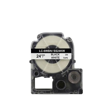 Tactink相容EPSON護貝標籤帶/LC-6WBN/24mmx8M/白底黑字