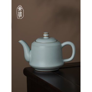 景德鎮汝瓷茶壺單壺家用功夫茶具青瓷冰裂釉開片汝窯手工陶瓷中式