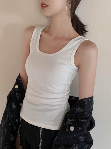 港味泫雅風純棉內搭小背心女外穿吊帶ins潮夏白色美背網紅運動