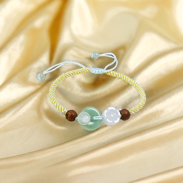 【願‧平安】果綠翡翠平安扣編織手鍊| 天然緬甸玉A貨翡翠 | 送禮