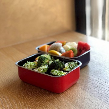 【SIEGWERK】德國不鏽鋼琺瑯保鮮鍋-方形1入-1100ML火焰紅