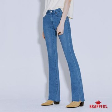 BRAPPERS 女款 環保再生棉系列-中腰彈性喇叭褲-淺藍
