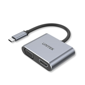 UNITEK USB-C轉 HDMI/VGA 鋁合金高清轉換器(太空灰色)(Y-V1126A)