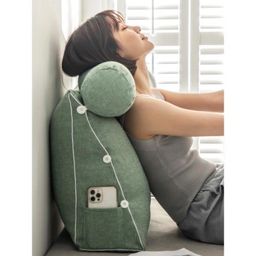 日式亞麻三角床頭靠墊可調節頭枕靠背臥室榻榻米護腰靠枕可拆洗