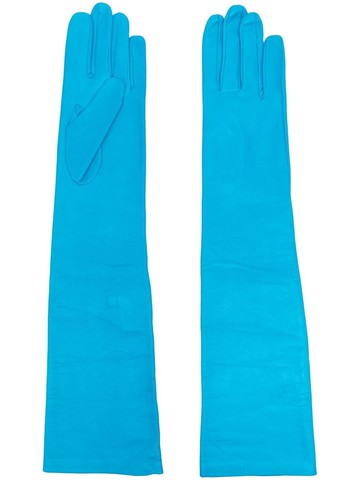 Maison Margiela - full-sleeve leather gloves - women - Calf Leather - S - Blue