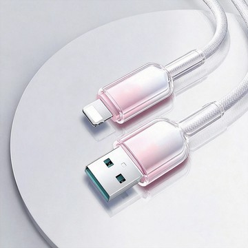 1.5m 【樂樂】USB to Lightning冰晶頭蘋果快充線1米/1.5米彩色编織 充電線 傳輸線