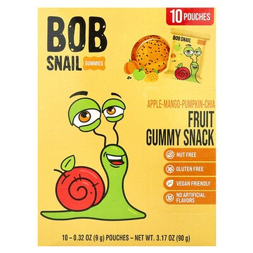 Bob Snail, 水果軟糖零食，蘋果 - 芒果 - 南瓜 - 奇亞，10 顆，每顆 0.32 盎司（9 克）