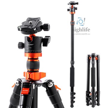 K&F CONCEPT 68.9 英寸可折疊三腳架相機支架帶球頭 10kg/22lbs 負載能力鋁合金便攜式三腳架支架可
