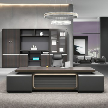 【含稅/免運】 辦公家具老板桌簡約現代董事長總裁烤漆辦公室大班臺辦公桌椅組合