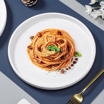 西式牛排餐盤密胺西餐盤平盤白色圓形盤子塑料托盤意面碟子商用