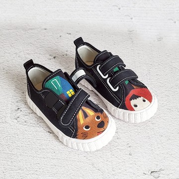 BoingBoing  雙魔鬼氈童鞋 兩拌帶童鞋 帆布鞋 童鞋 - 黑色 台灣製造 小孩鞋 真皮鞋墊 透氣