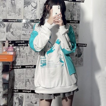 美式撞色拼接衛衣2022年春秋國潮oversize情侶裝bf慵懶風高街上衣