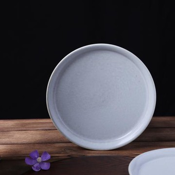 創意新中式乳窯圓盤復古仿宋菜盤特色料理糕點平盤日料翻邊熱菜盤