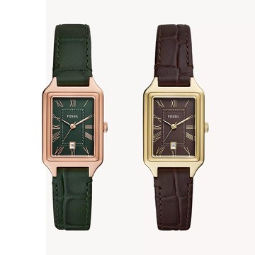 FOSSIL Raquel 羅馬時標 Croco LiteHide™ 皮革腕表 23MM 綠ES5366／棕ES5367