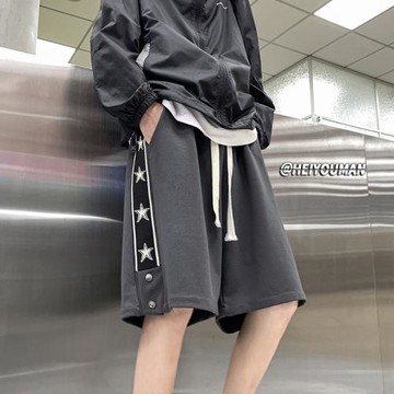 運動短褲男款跑步速干五分褲夏季五角星刺繡休閑褲美式籃球中褲潮