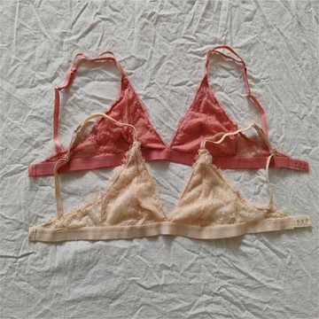 D24-23法式蕾絲性感三角杯雙層文胸內衣bra歐美bralette無鋼圈