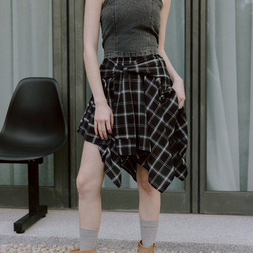 CC.DAILY-不規則綁帶格子裙(二色)-女【J2CO125】