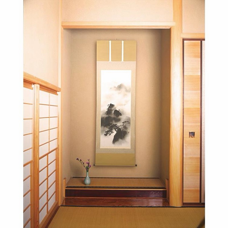 【国内正規総代理店アイテム】 真作/山本春拳/田家の春/桐太巻（漆塗り）/二重箱付/布袋屋掛軸 絵画
