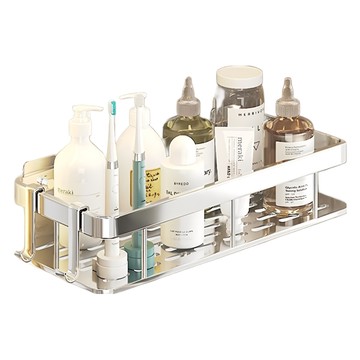 拍平方 太空鋁浴室收納架 四方薄款 無痕貼片安裝  30 x 13 x 5cm  1個  銀色